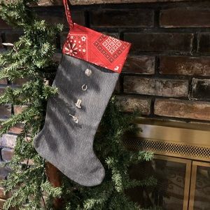 Christmas stocking cowboy cowgirl western denim bandanna concho boot gun horse